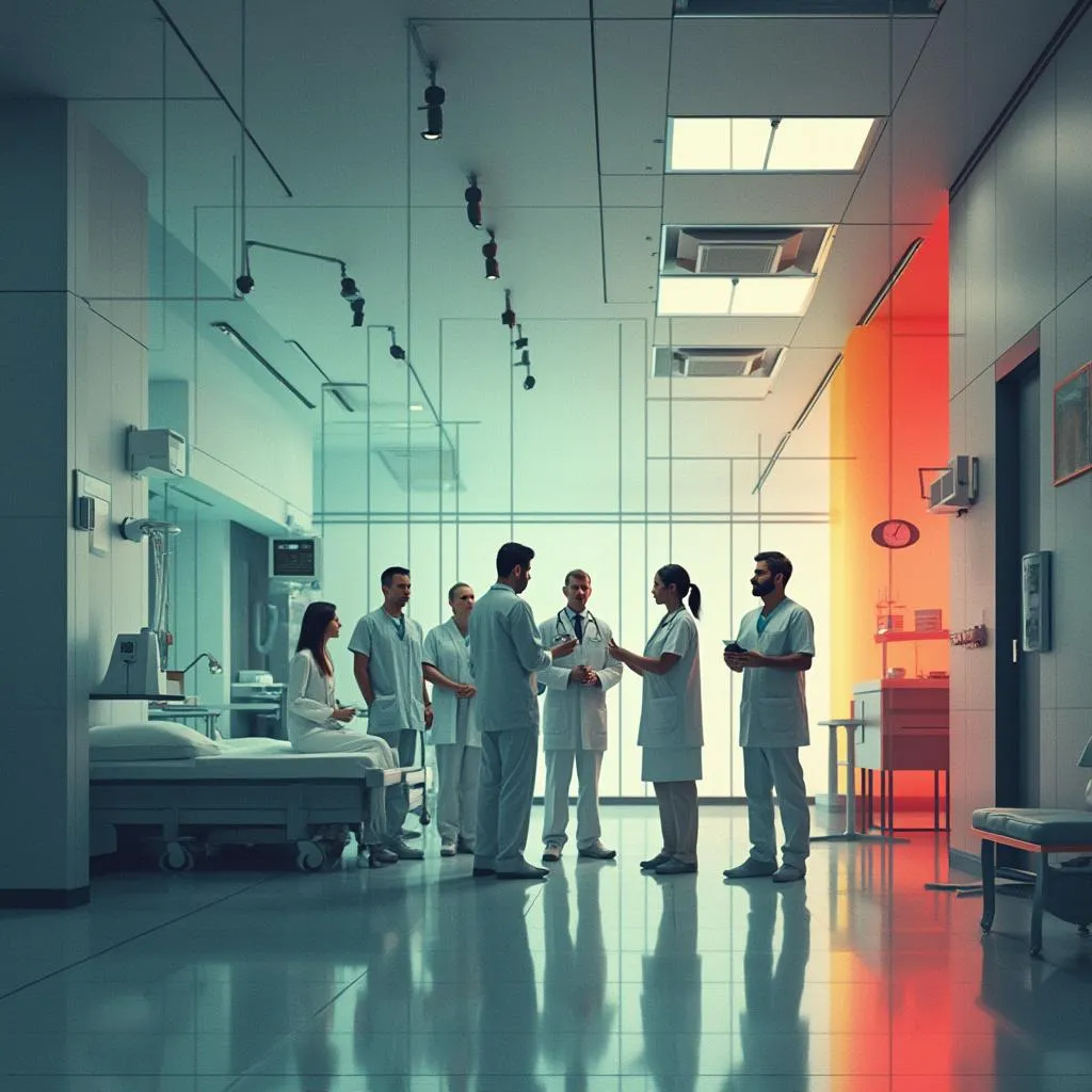 Healthcare organization team meeting with consultant